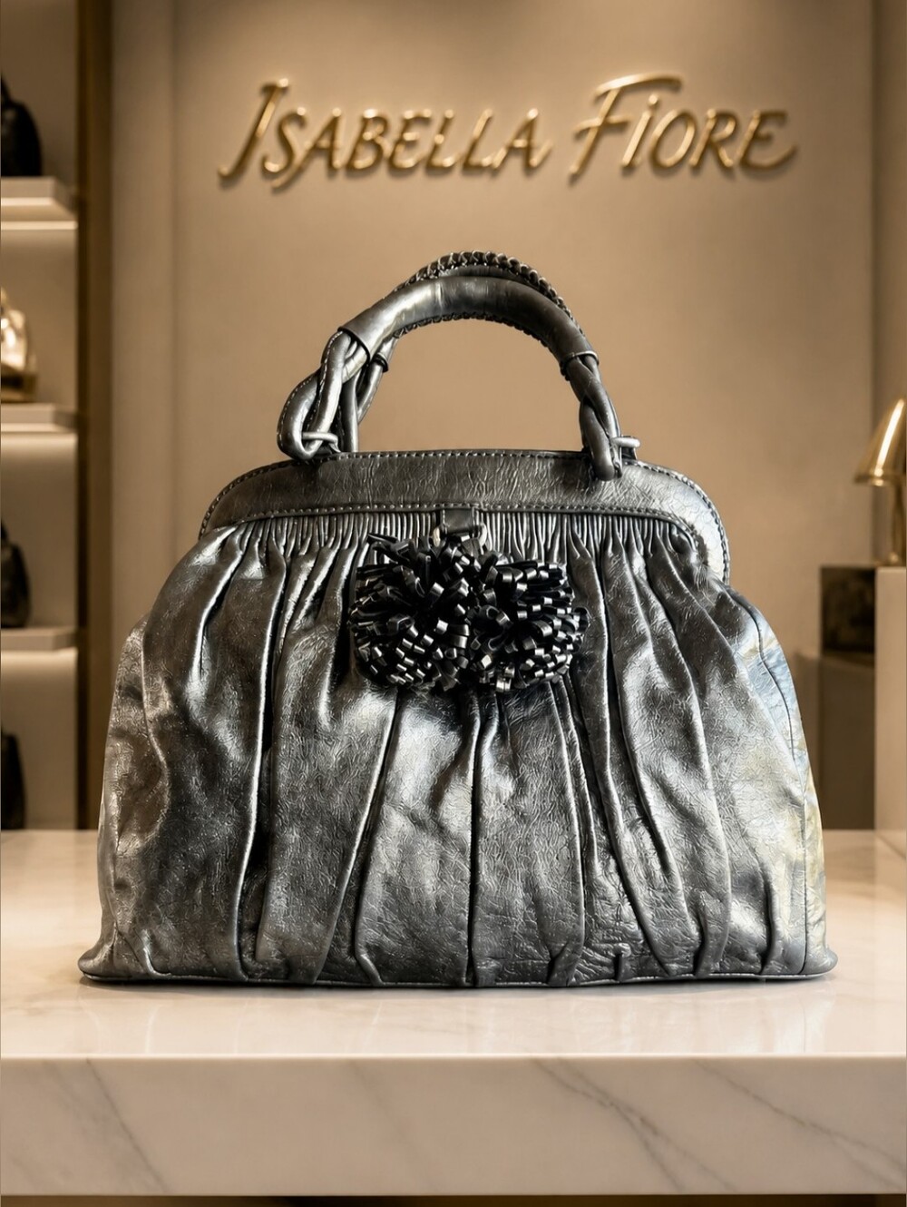 Isabella Fiore Vintage Metallic Leather Bag